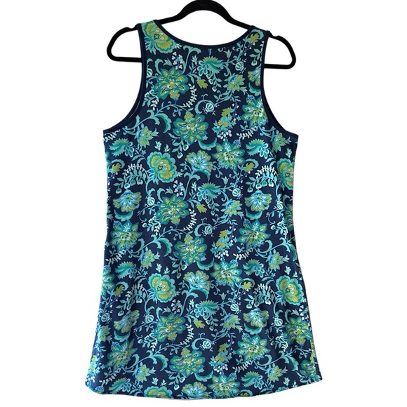 LANDS’ END | NWOT FLORAL COTTON TANK DRESS COVERUP NAVY BLUE & GREEN | MEDIUM - Picture 7 of 10
